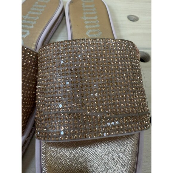 Juicy Couture Pink Rose Gold Sandals Glitter Strap Slides Size 7 SKU #4446 - Picture 9 of 10